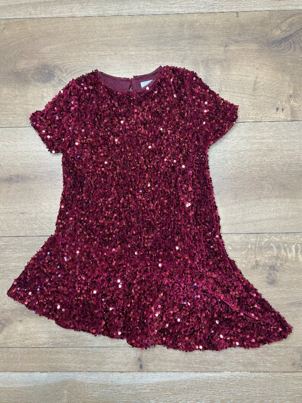 ZARA girls Burgundy Red Velvet Sequin Dress size 6 (116 cm)